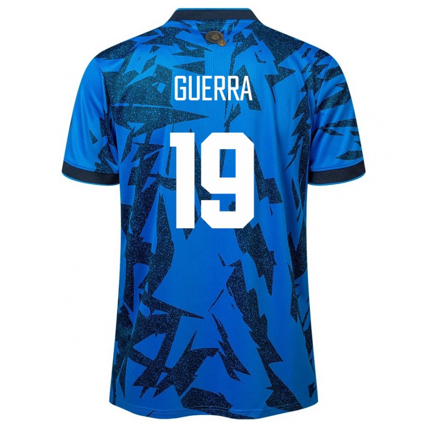 Kandiny Hombre Camiseta El Salvador Steven Guerra #19 Azul 1ª Equipación 24-26 La Camisa Chile