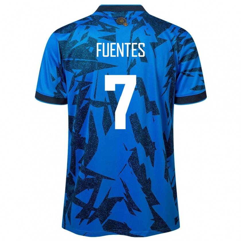 Kandiny Hombre Camiseta El Salvador Danielle Fuentes #7 Azul 1ª Equipación 24-26 La Camisa Chile