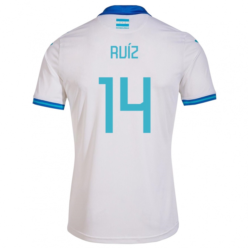 Kandiny Hombre Camiseta Honduras David Ruíz #14 Blanco 1ª Equipación 24-26 La Camisa Chile