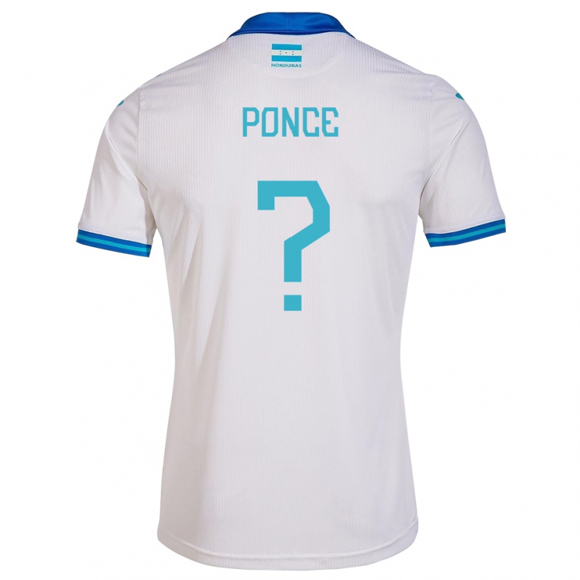 Kandiny Hombre Camiseta Honduras Justin Ponce #0 Blanco 1ª Equipación 24-26 La Camisa Chile