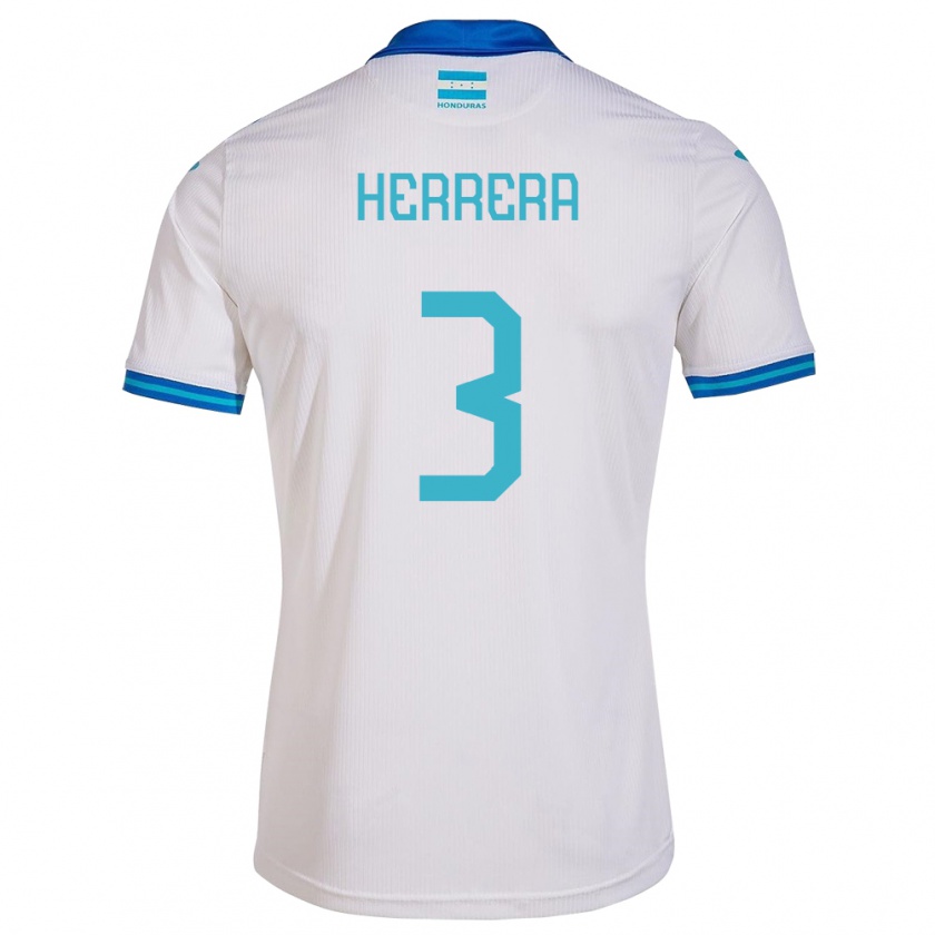 Kandiny Hombre Camiseta Honduras David Herrera #3 Blanco 1ª Equipación 24-26 La Camisa Chile