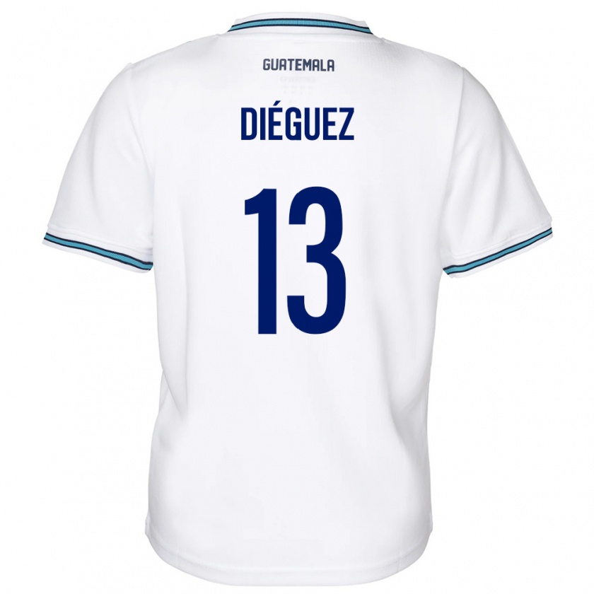 Kandiny Hombre Camiseta Guatemala Jonathan Diéguez #13 Blanco 1ª Equipación 24-26 La Camisa Chile