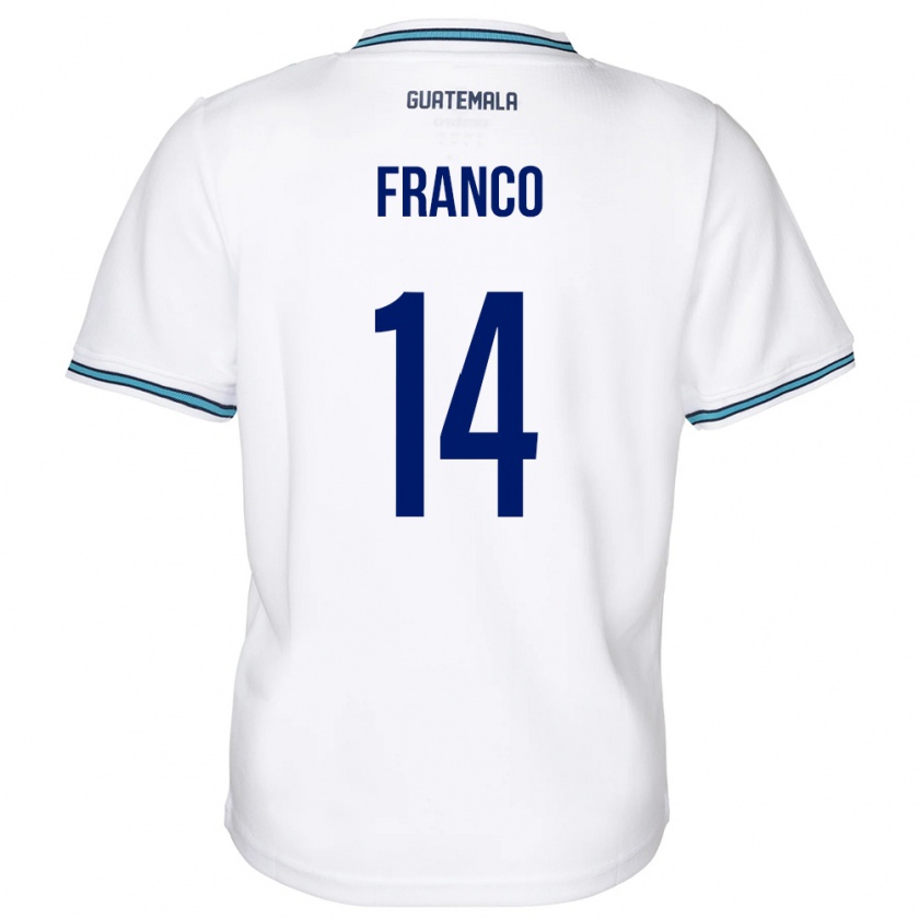 Kandiny Hombre Camiseta Guatemala Jonathan Franco #14 Blanco 1ª Equipación 24-26 La Camisa Chile