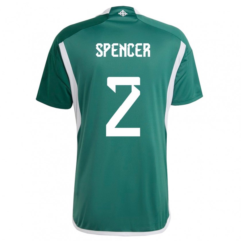 Kandiny Hombre Camiseta Irlanda Del Norte Brodie Spencer #2 Verde 1ª Equipación 24-26 La Camisa Chile