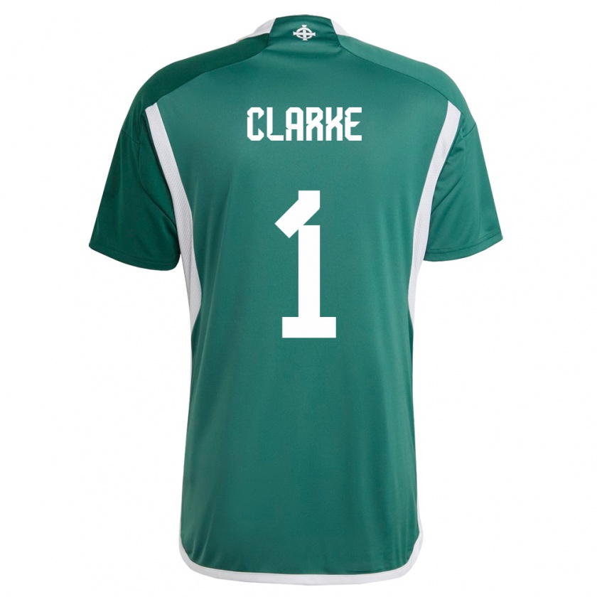 Kandiny Hombre Camiseta Irlanda Del Norte Josh Clarke #1 Verde 1ª Equipación 24-26 La Camisa Chile