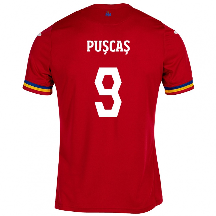 Kandiny Hombre Camiseta Rumania George Pușcaș #9 Rojo 2ª Equipación 24-26 La Camisa Chile