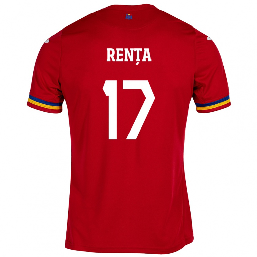 Kandiny Hombre Camiseta Rumania Denis Rența #17 Rojo 2ª Equipación 24-26 La Camisa Chile