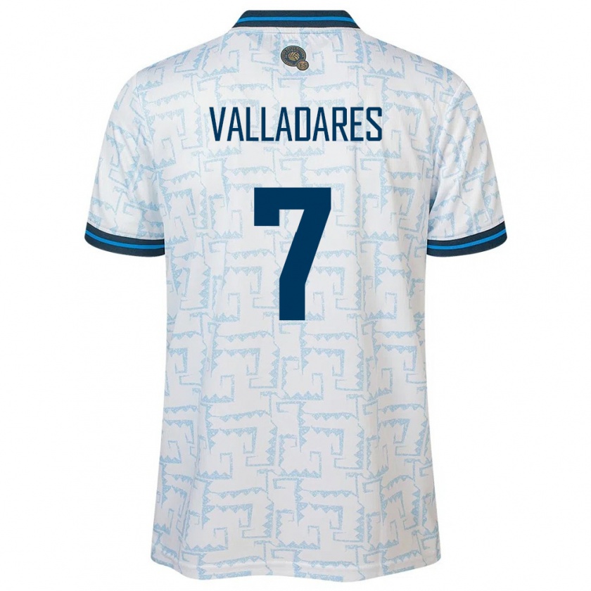 Kandiny Hombre Camiseta El Salvador Jefferson Valladares #7 Blanco 2ª Equipación 24-26 La Camisa Chile