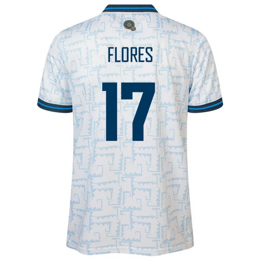 Kandiny Hombre Camiseta El Salvador Diego Flores #17 Blanco 2ª Equipación 24-26 La Camisa Chile