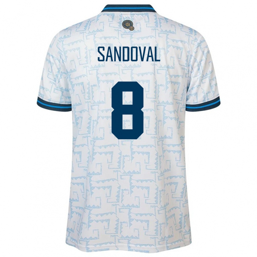 Kandiny Hombre Camiseta El Salvador Emerson Sandoval #8 Blanco 2ª Equipación 24-26 La Camisa Chile