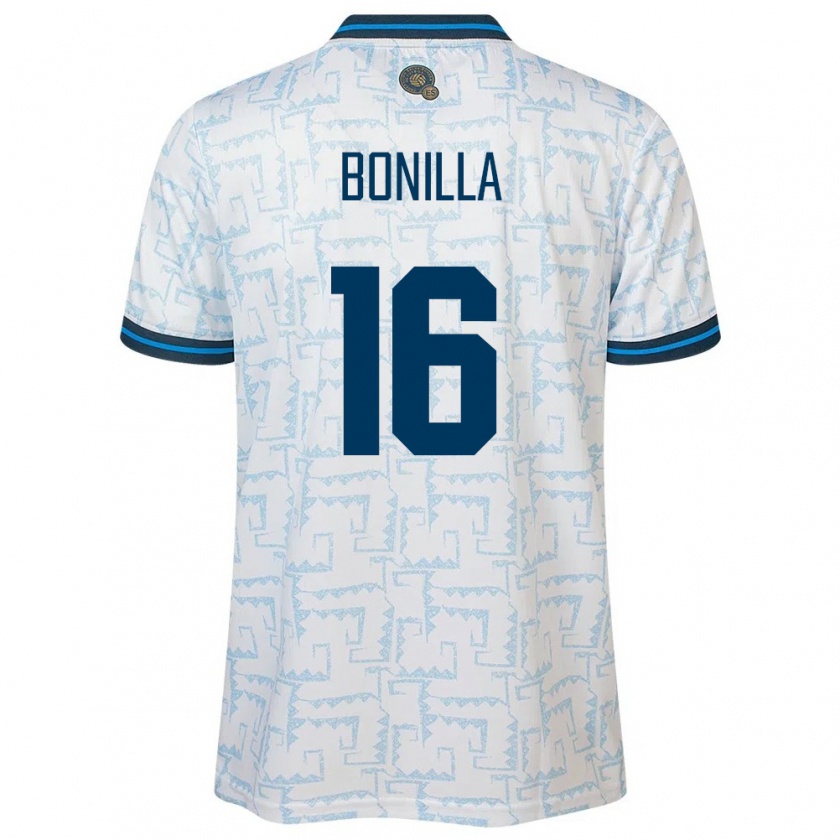 Kandiny Hombre Camiseta El Salvador Elmer Bonilla #16 Blanco 2ª Equipación 24-26 La Camisa Chile