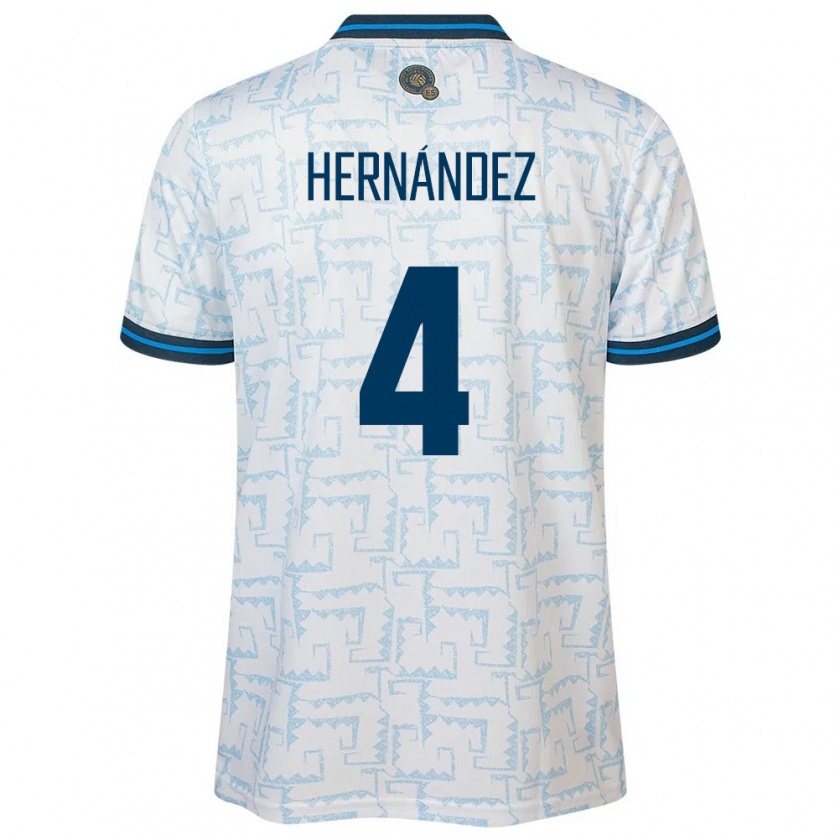 Kandiny Hombre Camiseta El Salvador Elaily Hernández #4 Blanco 2ª Equipación 24-26 La Camisa Chile