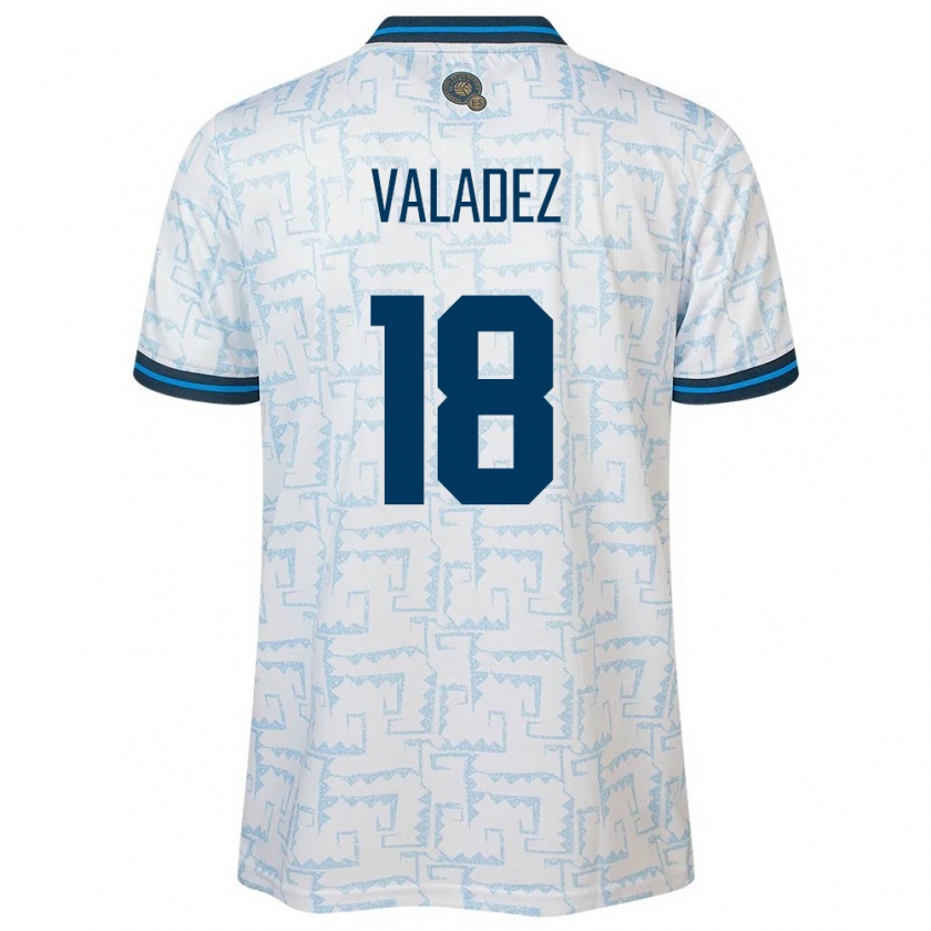 Kandiny Hombre Camiseta El Salvador Samantha Valadez #18 Blanco 2ª Equipación 24-26 La Camisa Chile