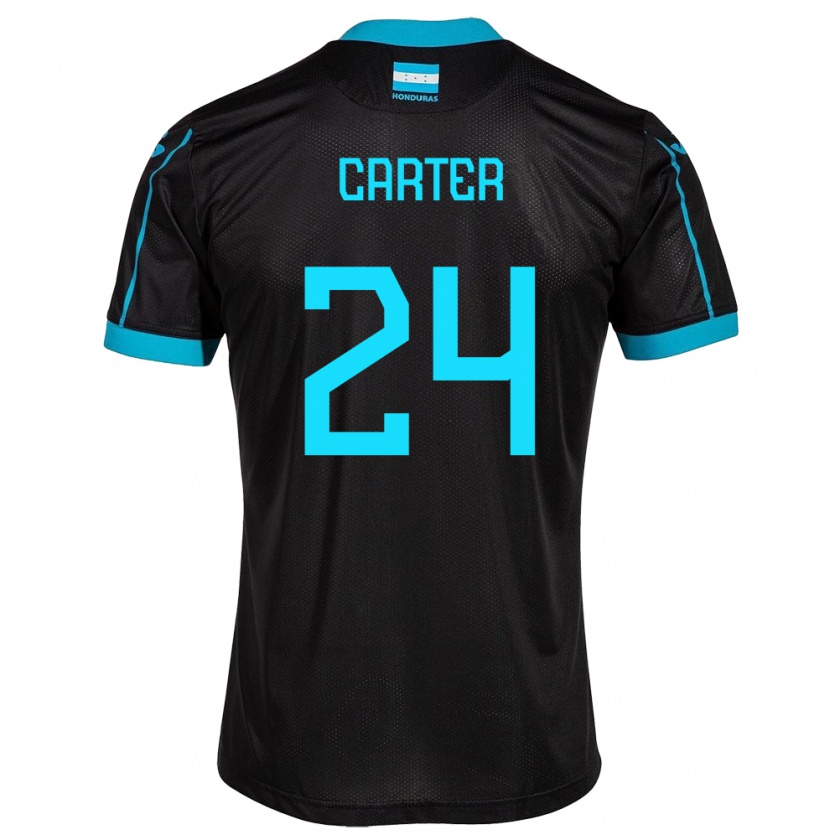 Kandiny Hombre Camiseta Honduras Daniel Carter #24 Negro 2ª Equipación 24-26 La Camisa Chile