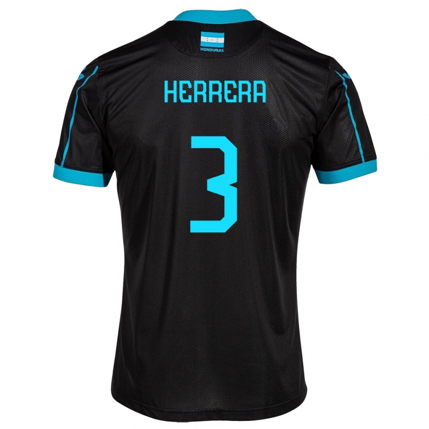 Kandiny Hombre Camiseta Honduras David Herrera #3 Negro 2ª Equipación 24-26 La Camisa Chile