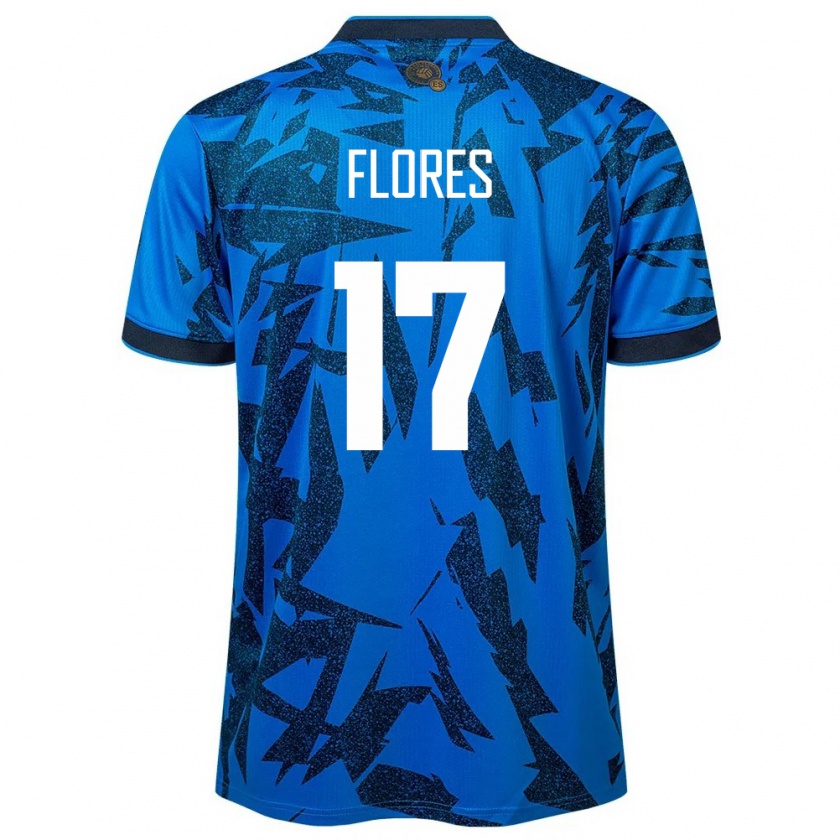 Kandiny Mujer Camiseta El Salvador Diego Flores #17 Azul 1ª Equipación 24-26 La Camisa Chile