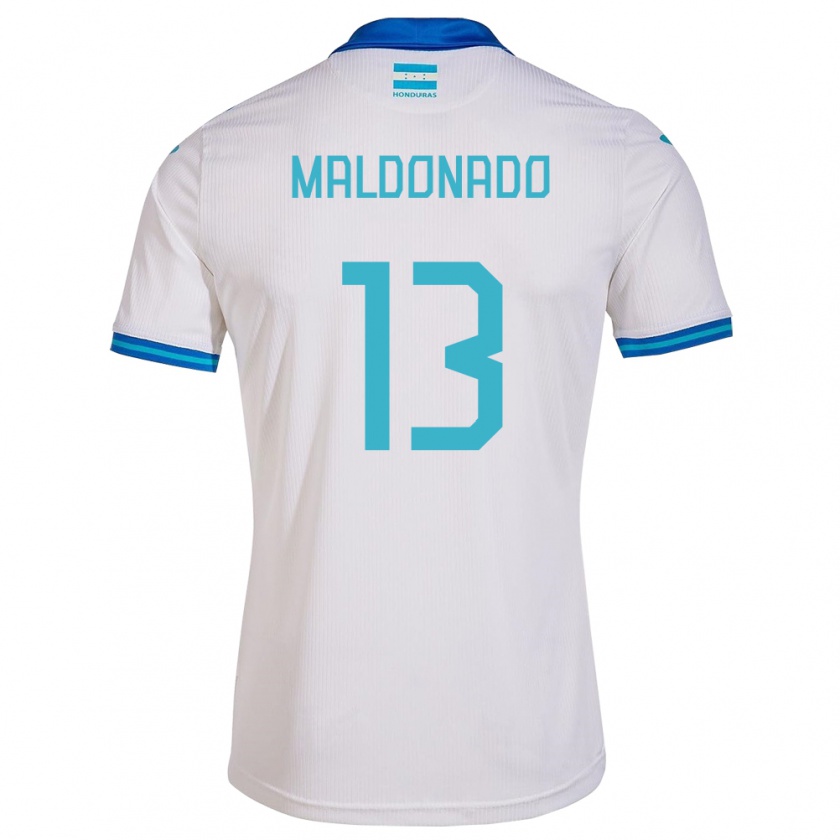 Kandiny Mujer Camiseta Honduras Edwin Maldonado #13 Blanco 1ª Equipación 24-26 La Camisa Chile