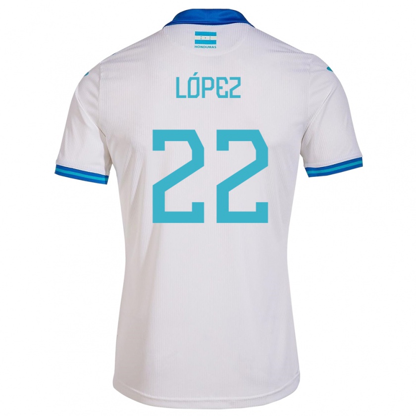 Kandiny Mujer Camiseta Honduras Luis López #22 Blanco 1ª Equipación 24-26 La Camisa Chile