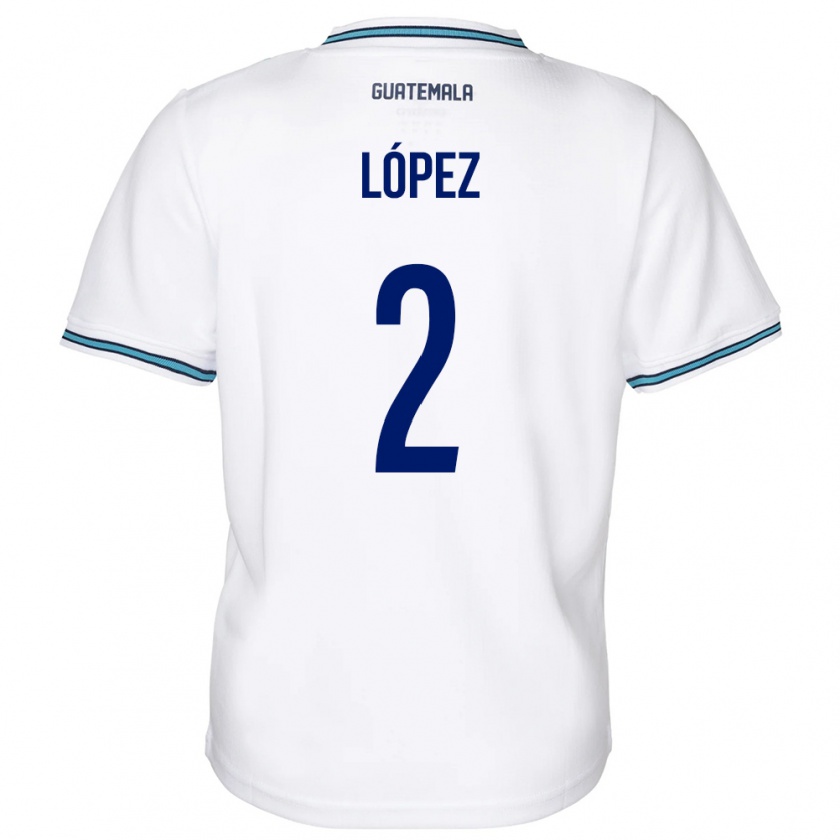 Kandiny Mujer Camiseta Guatemala Francisco López #2 Blanco 1ª Equipación 24-26 La Camisa Chile