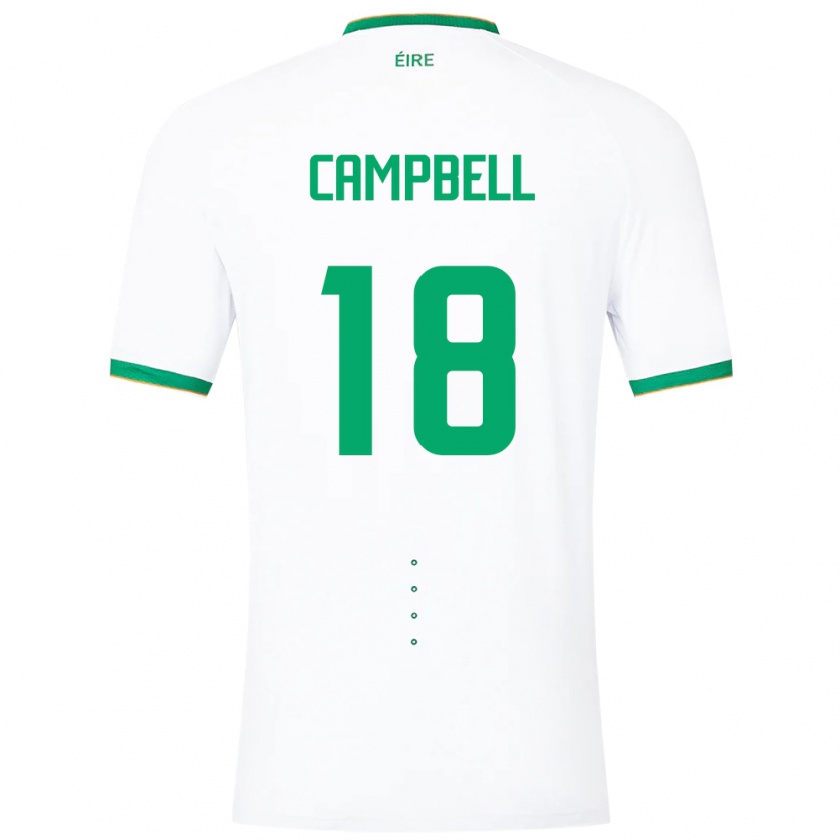 Kandiny Mujer Camiseta Irlanda Megan Campbell #18 Blanco 2ª Equipación 24-26 La Camisa Chile