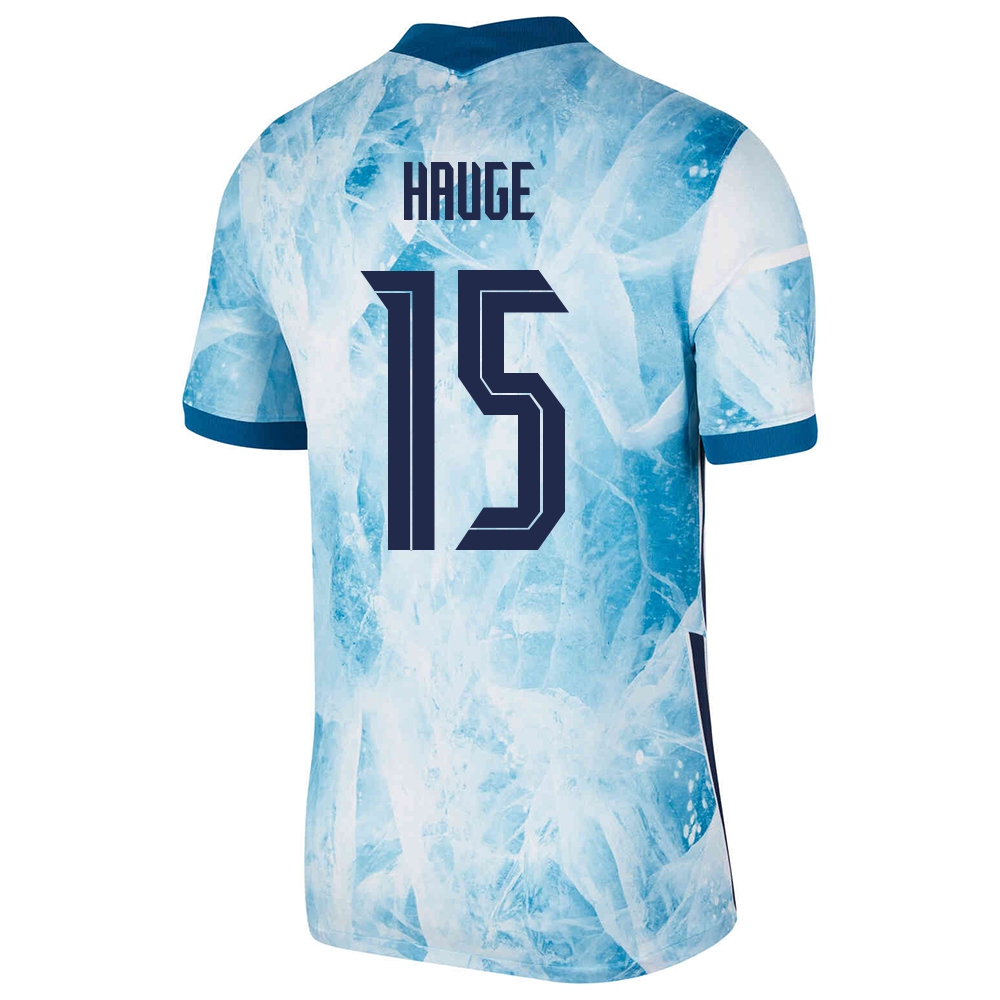 Niño Selección De Fútbol De Noruega Camiseta Jens Petter Hauge #15 2ª Equipación Azul Claro 2021 Chile