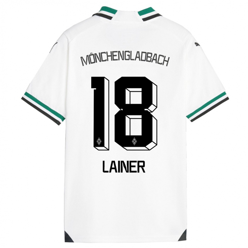 Kandiny Niño Camiseta Stefan Lainer #18 Blanco Verde 1ª Equipación 2023/24 La Camisa Chile