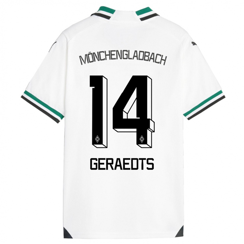 Kandiny Niño Camiseta Kelsey Geraedts #14 Blanco Verde 1ª Equipación 2023/24 La Camisa Chile