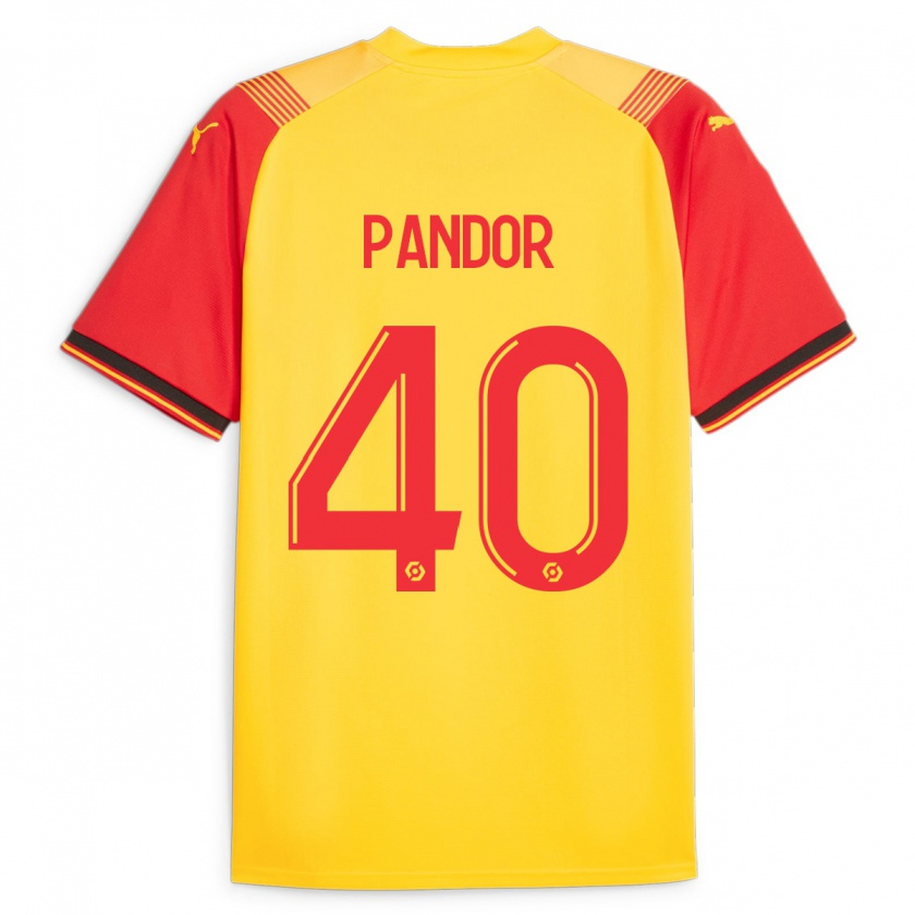 Kandiny Niño Camiseta Yannick Pandor #40 Amarillo 1ª Equipación 2023/24 La Camisa Chile