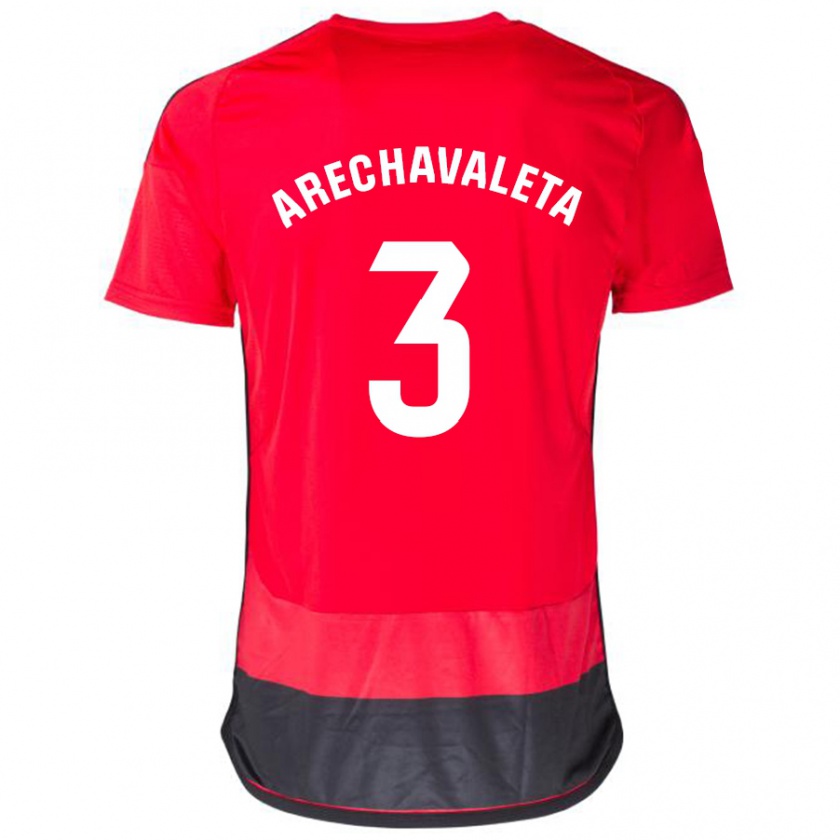 Kandiny Niño Camiseta Jorge Arechavaleta #3 Negro Rojo 1ª Equipación 2023/24 La Camisa Chile