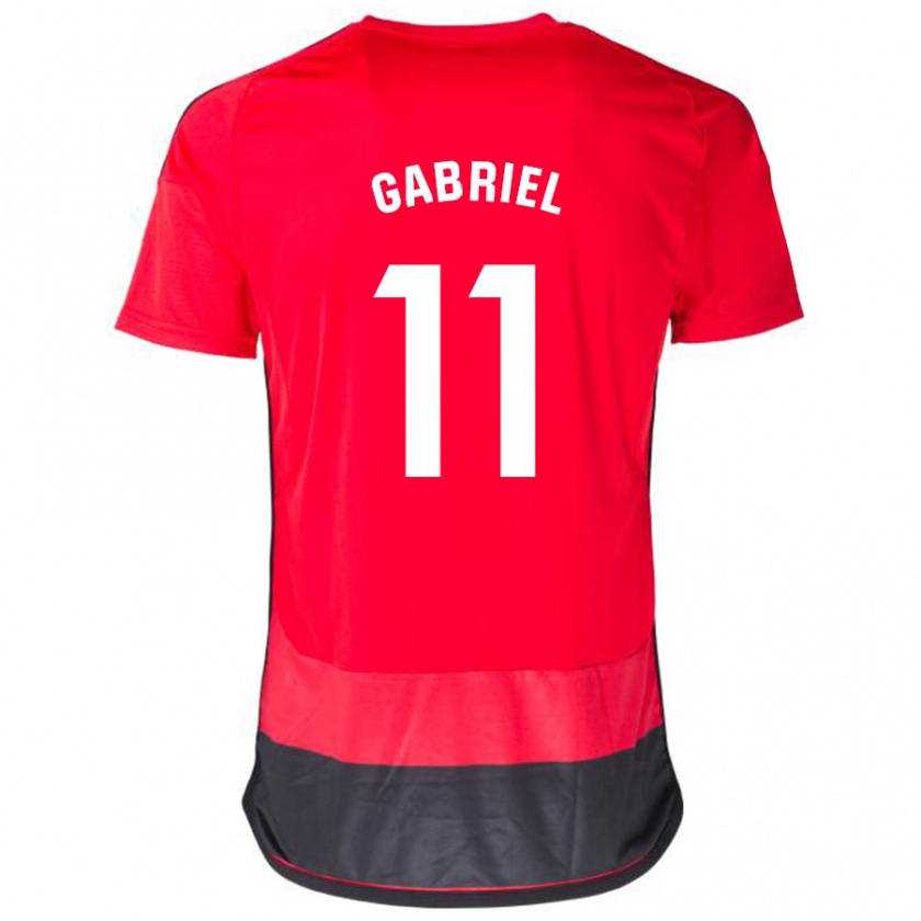 Kandiny Niño Camiseta Sergio Gabriel #11 Negro Rojo 1ª Equipación 2023/24 La Camisa Chile