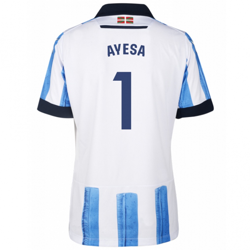 Kandiny Niño Camiseta Gaizka Ayesa #1 Azul Blanco 1ª Equipación 2023/24 La Camisa Chile