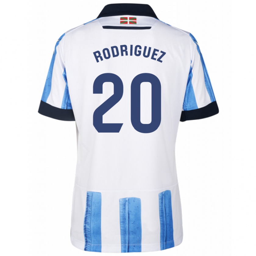 Kandiny Niño Camiseta Mikel Rodriguez #20 Azul Blanco 1ª Equipación 2023/24 La Camisa Chile