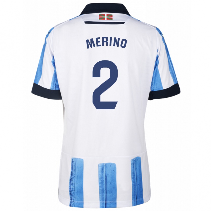 Kandiny Niño Camiseta Jon Merino #2 Azul Blanco 1ª Equipación 2023/24 La Camisa Chile