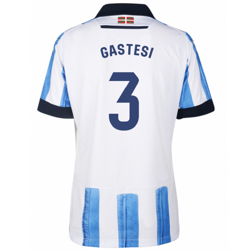 Kandiny Niño Camiseta Gorka Gastesi #3 Azul Blanco 1ª Equipación 2023/24 La Camisa Chile