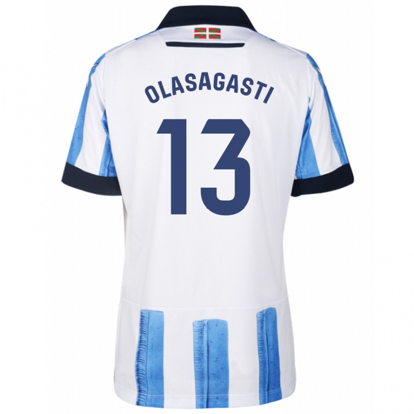 Kandiny Niño Camiseta Lander Olasagasti #13 Azul Blanco 1ª Equipación 2023/24 La Camisa Chile