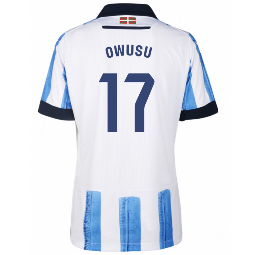 Kandiny Niño Camiseta Jacqueline Owusu #17 Azul Blanco 1ª Equipación 2023/24 La Camisa Chile