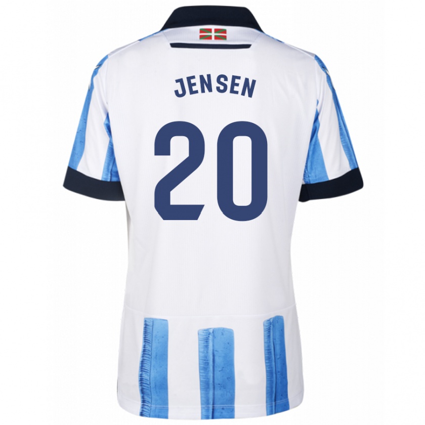 Kandiny Niño Camiseta Synne Jensen #20 Azul Blanco 1ª Equipación 2023/24 La Camisa Chile