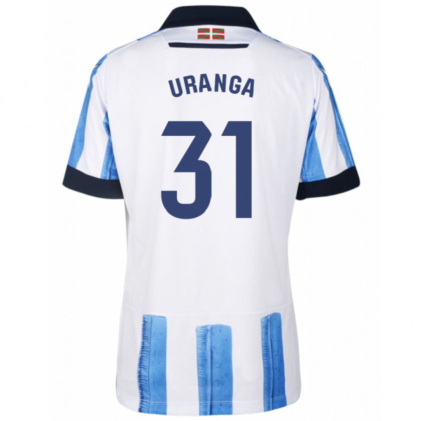 Kandiny Niño Camiseta Haizea Uranga Agirre #31 Azul Blanco 1ª Equipación 2023/24 La Camisa Chile