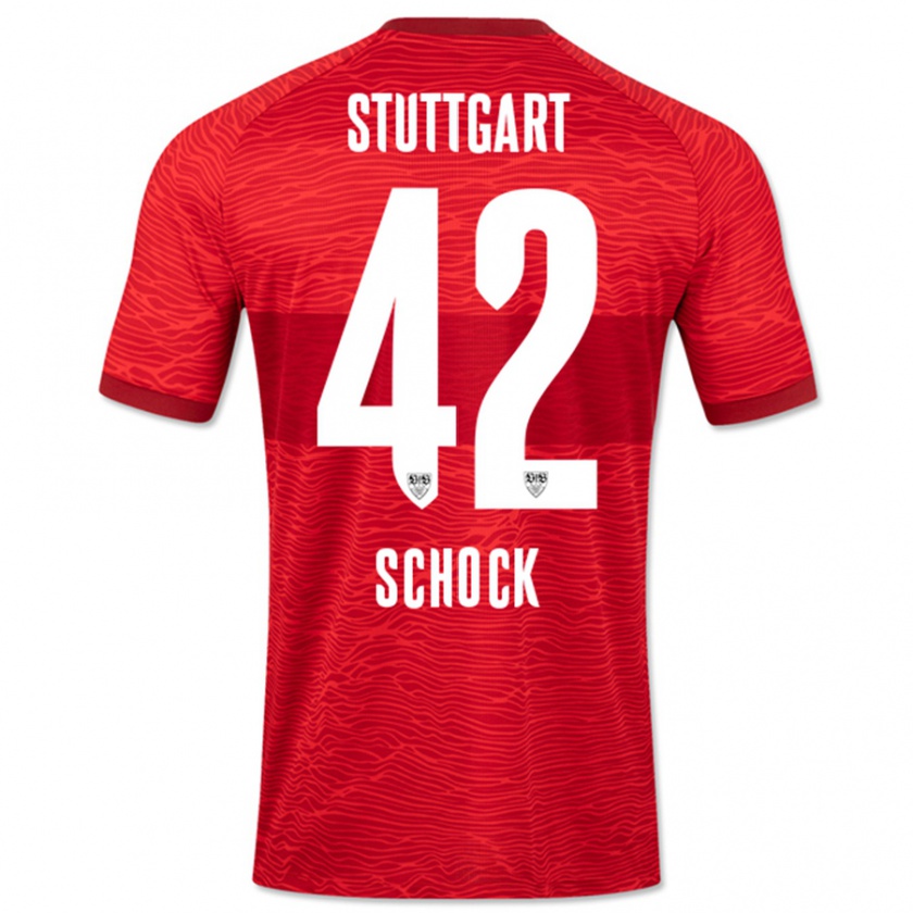 Kandiny Niño Camiseta Florian Schock #42 Rojo 2ª Equipación 2023/24 La Camisa Chile