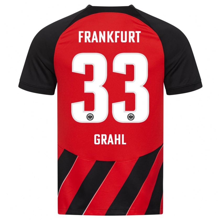 Kandiny Hombre Camiseta Jens Grahl #33 Negro Rojo 1ª Equipación 2023/24 La Camisa Chile