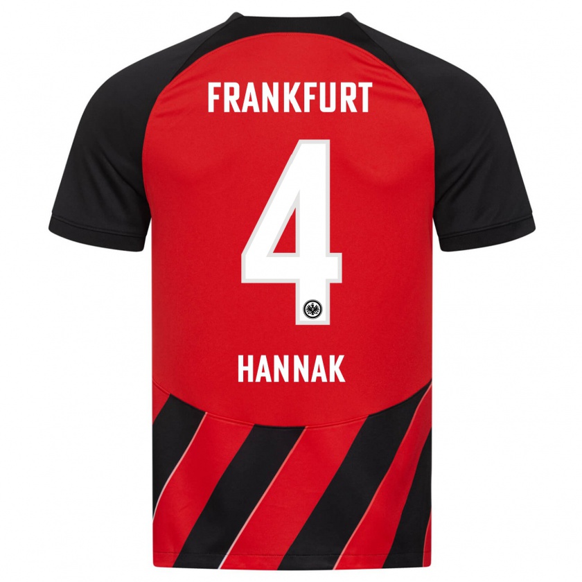 Kandiny Hombre Camiseta Tim Hannak #4 Negro Rojo 1ª Equipación 2023/24 La Camisa Chile