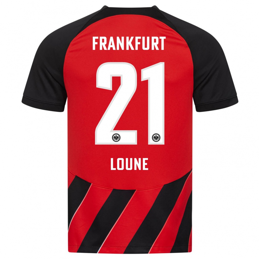 Kandiny Hombre Camiseta Adam Loune #21 Negro Rojo 1ª Equipación 2023/24 La Camisa Chile