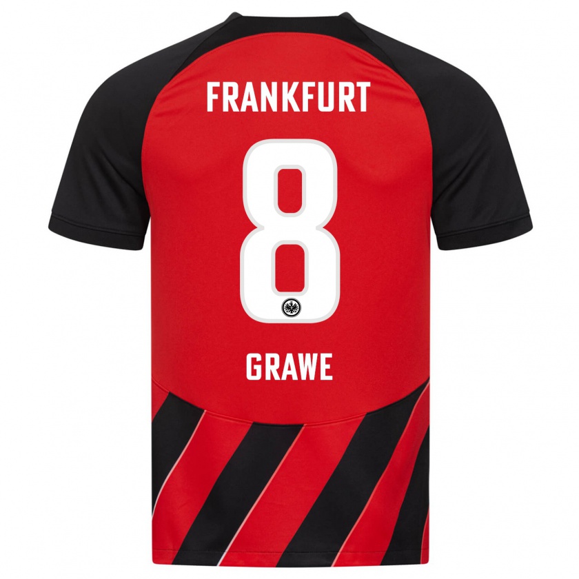 Kandiny Hombre Camiseta Lisanne Gräwe #8 Negro Rojo 1ª Equipación 2023/24 La Camisa Chile