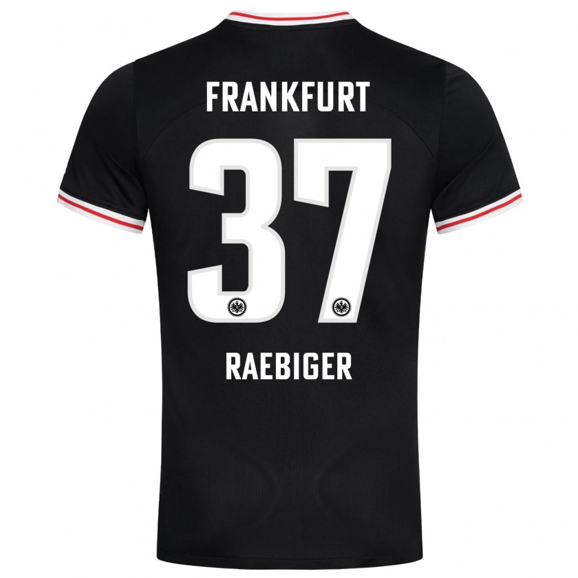 Kandiny Hombre Camiseta Sidney Raebiger #37 Negro 2ª Equipación 2023/24 La Camisa Chile