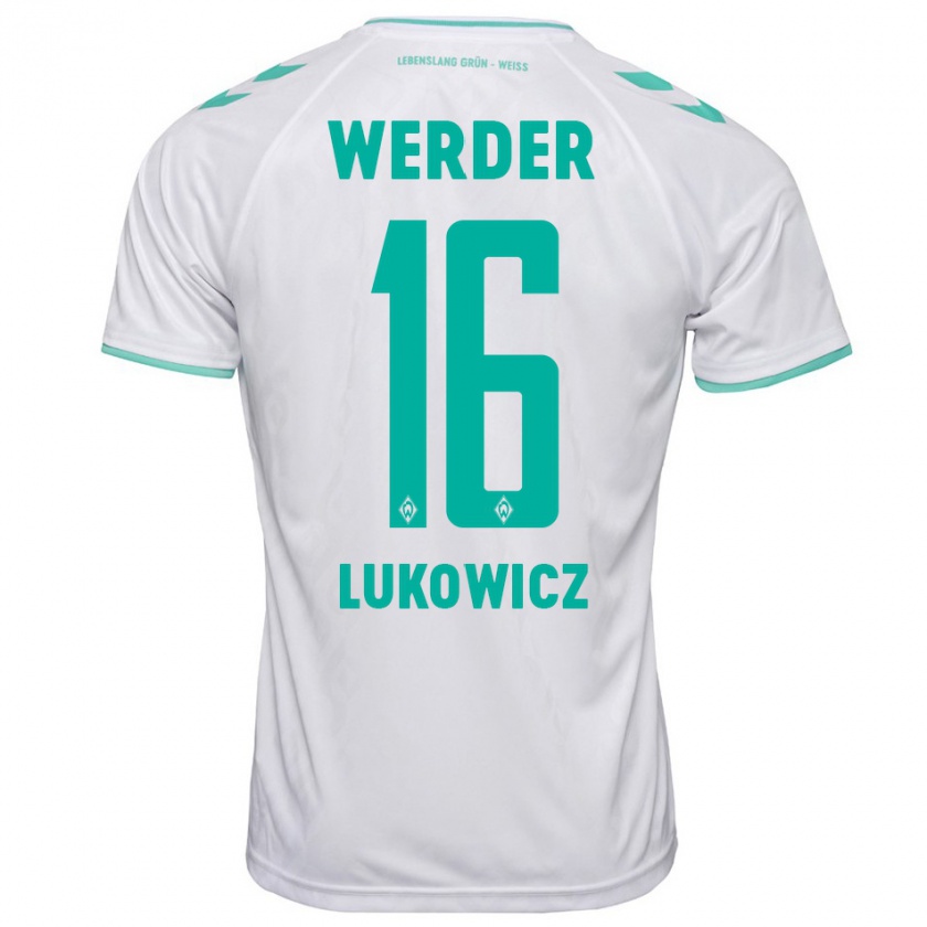 Kandiny Hombre Camiseta Maik Lukowicz #16 Blanco 2ª Equipación 2023/24 La Camisa Chile