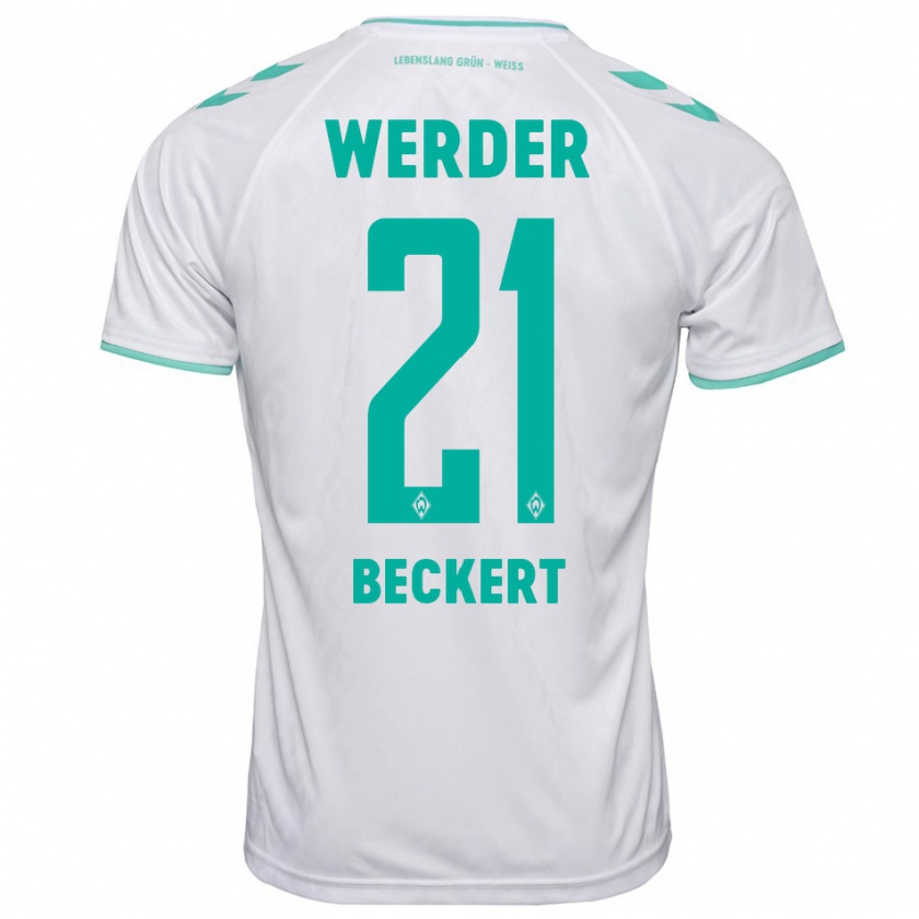 Kandiny Hombre Camiseta Jonathan Beckert #21 Blanco 2ª Equipación 2023/24 La Camisa Chile