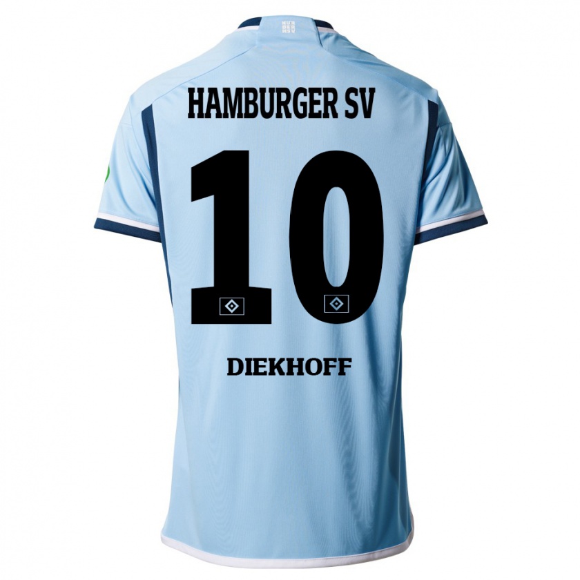 Kandiny Hombre Camiseta Hannah Diekhoff #10 Azul 2ª Equipación 2023/24 La Camisa Chile