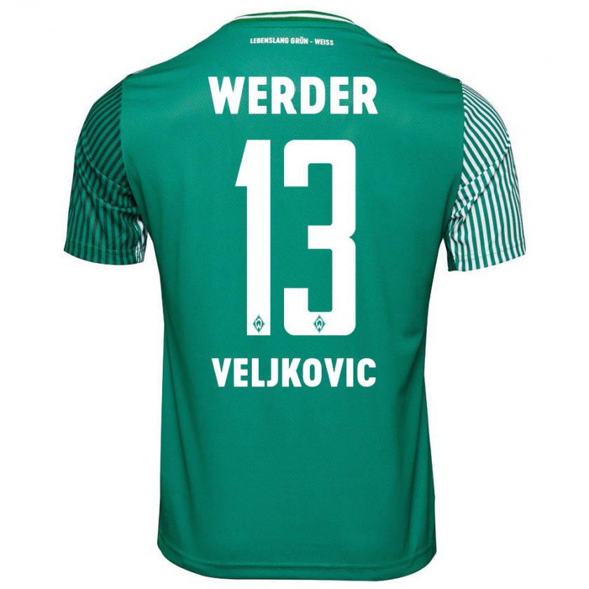 Kandiny Mujer Camiseta Milos Veljkovic #13 Verde 1ª Equipación 2023/24 La Camisa Chile