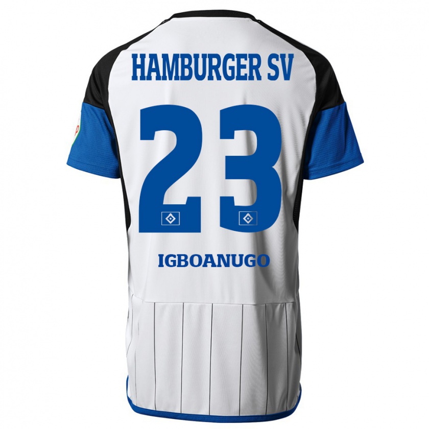 Kandiny Mujer Camiseta David Igboanugo #23 Blanco 1ª Equipación 2023/24 La Camisa Chile