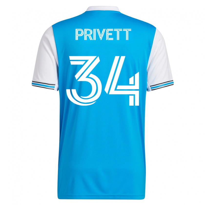 Kandiny Mujer Camiseta Andrew Privett #34 Azul 1ª Equipación 2023/24 La Camisa Chile